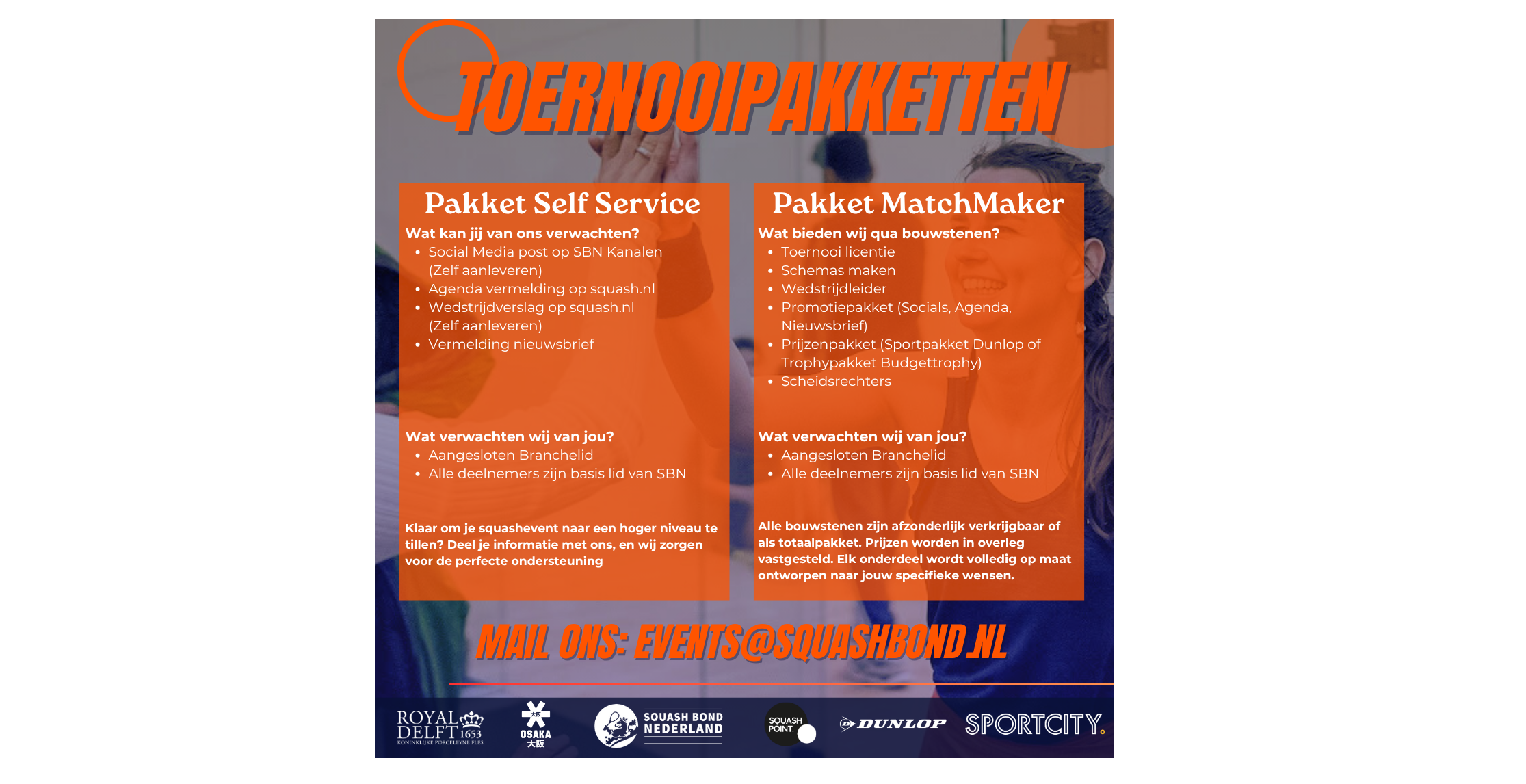Squash Bond Nederland Toernooipakketten